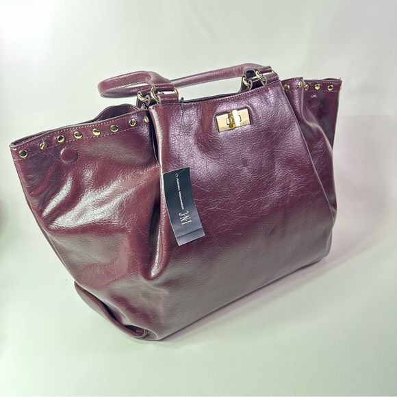 NEW Women’s INC International Concepts Odette Plum Red Glaze Burgundy Tote Bag - Picture 4 of 5